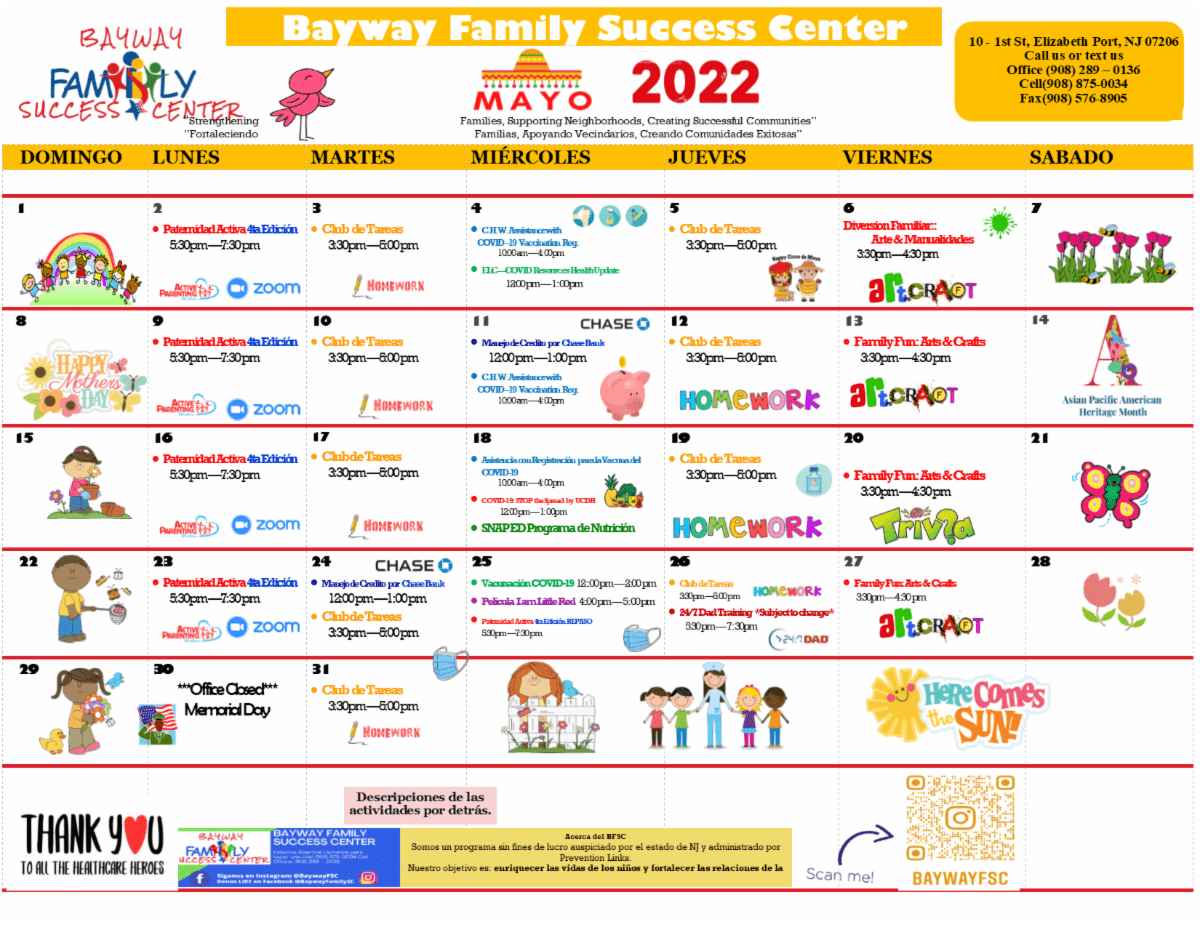 Bayway FSC Calendar May 2022 Spanish