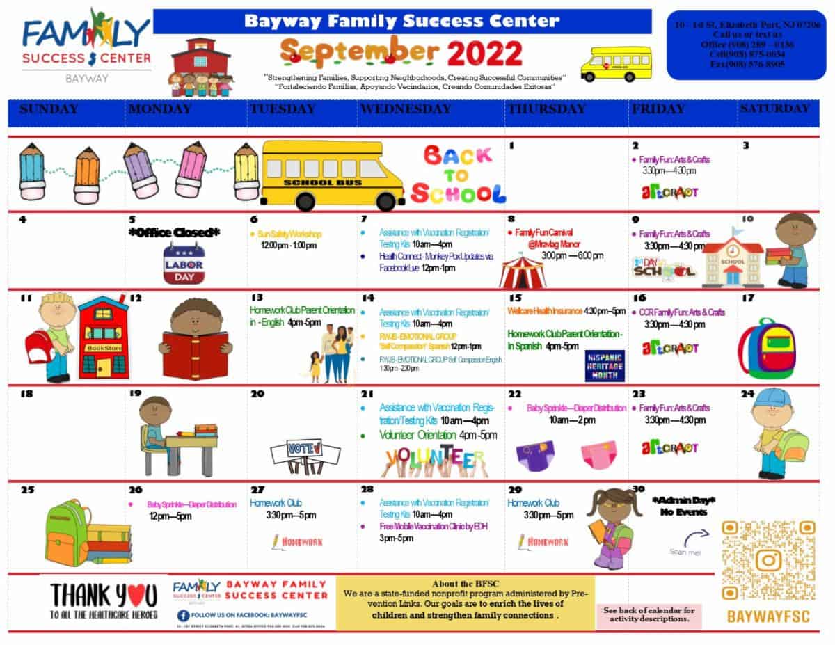 Bayway FSC Calendar September 2022 ENglish Front