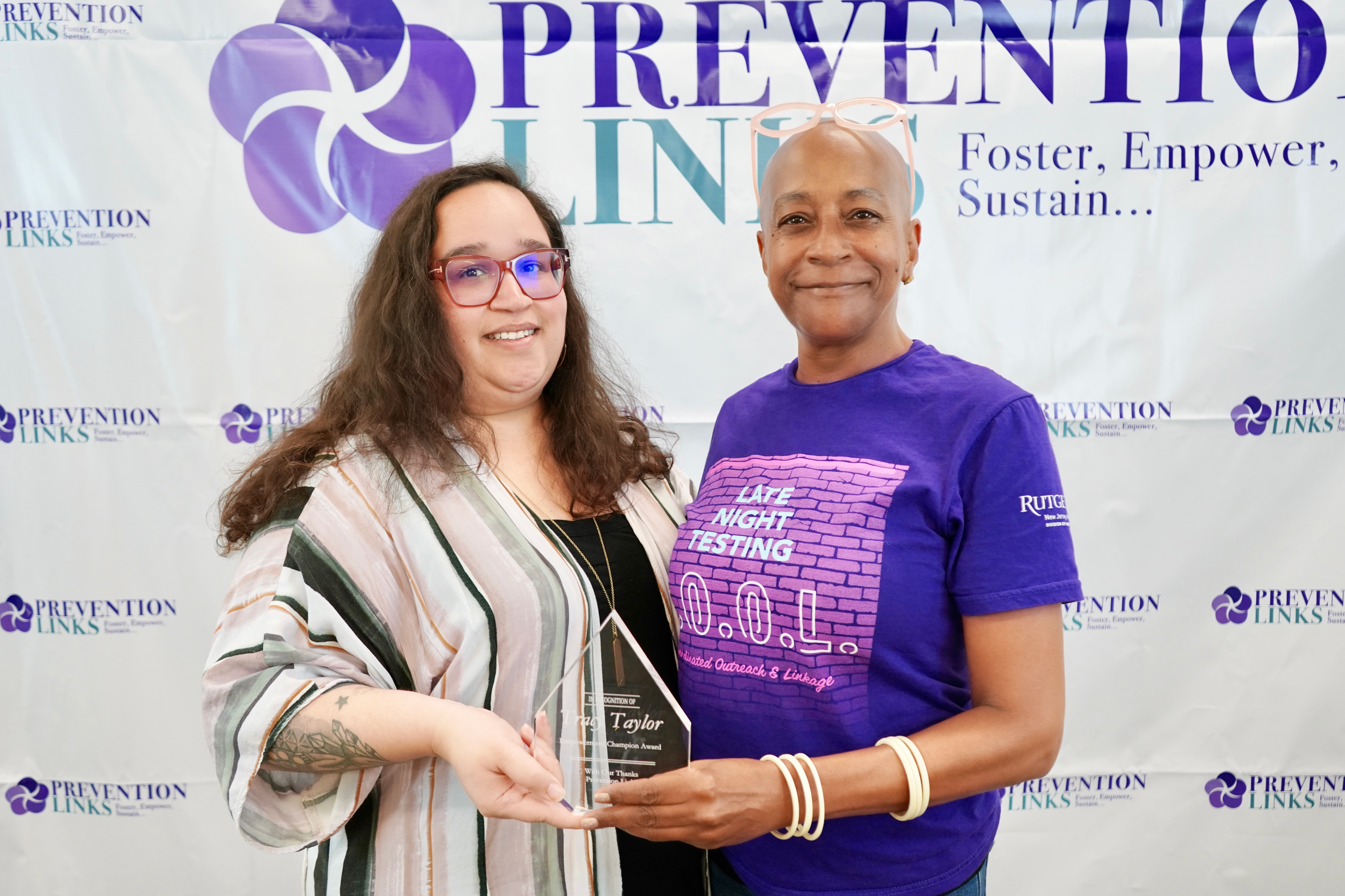 Pictured is Tracy Taylor (right), a Recovery Ecosystem staff member at Rutgers Newark.