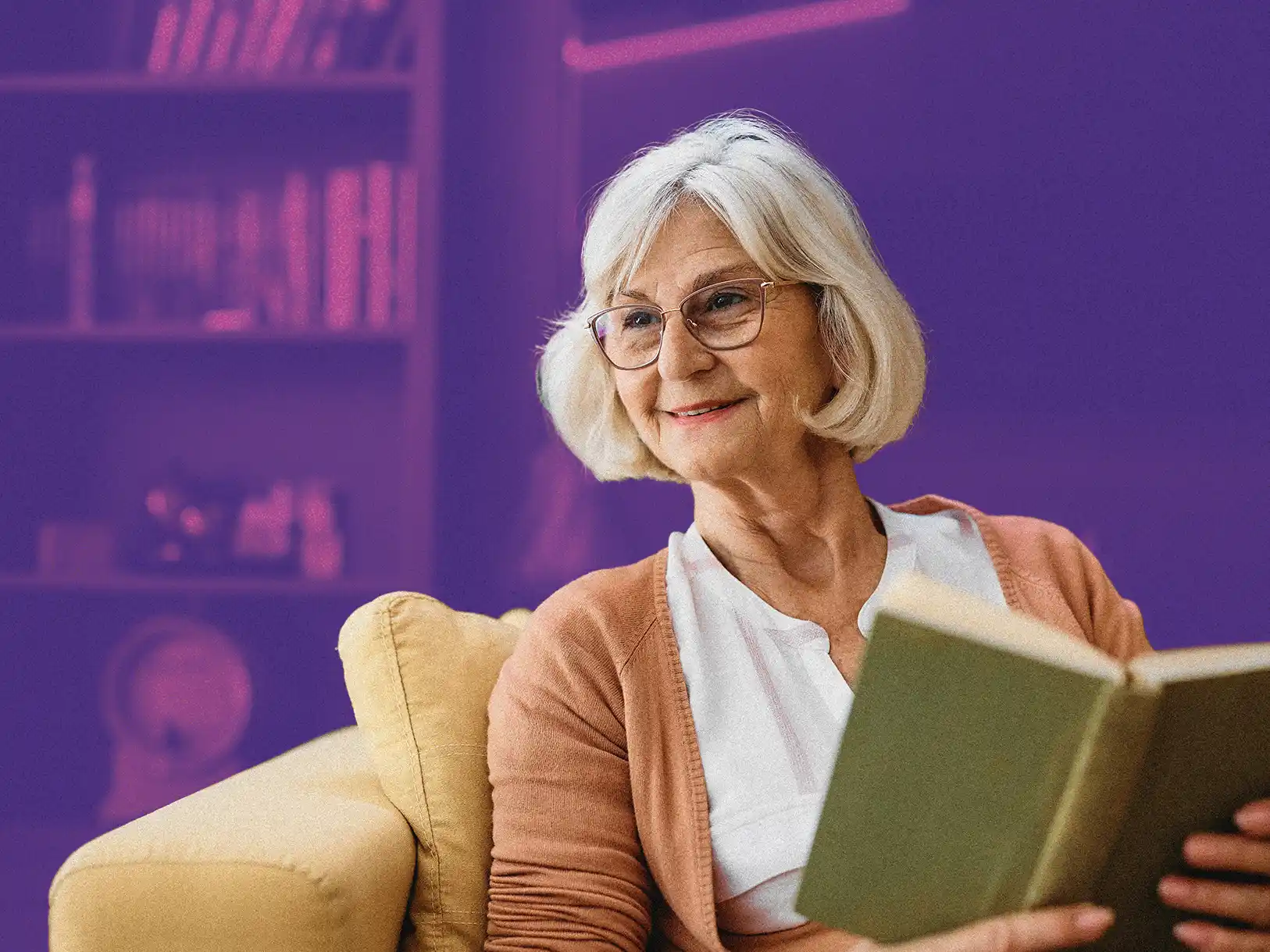 Older woman reading a book