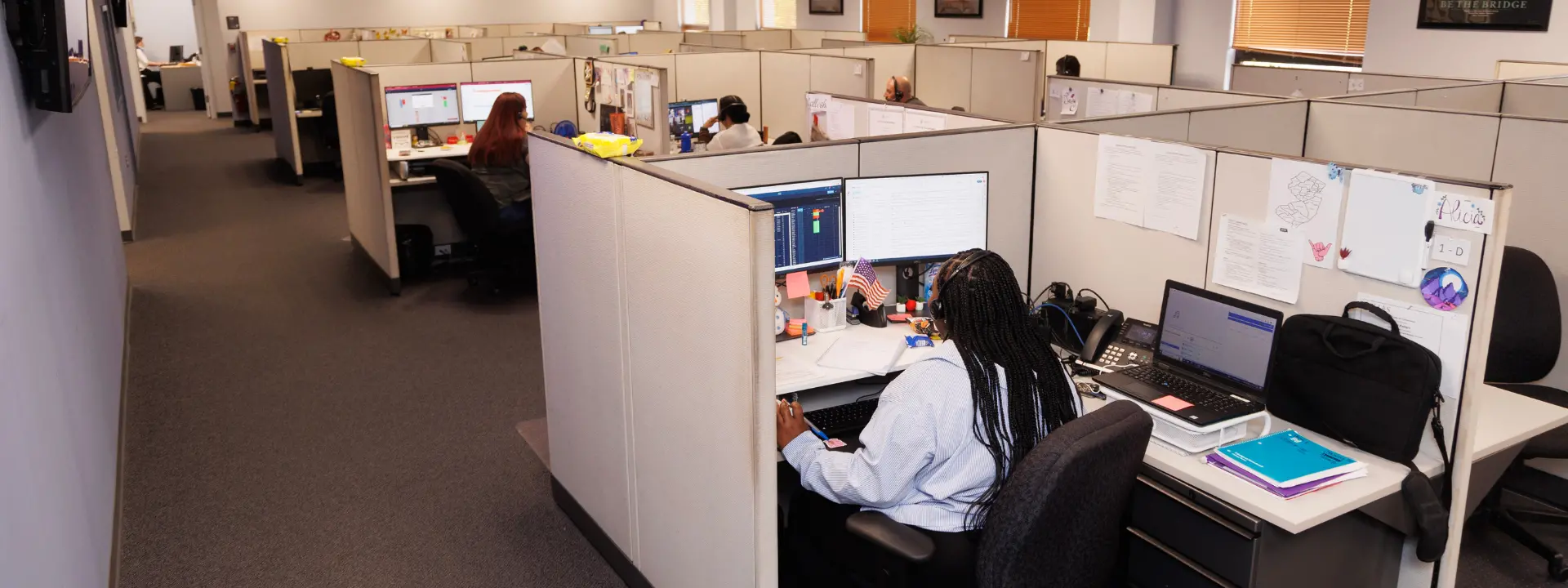 Woman working in a call center