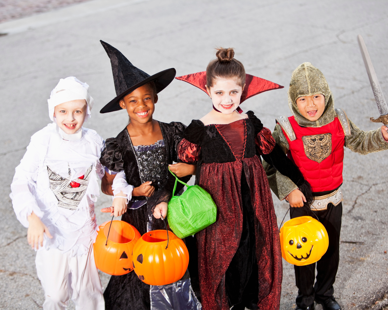 children in Halloween costumes