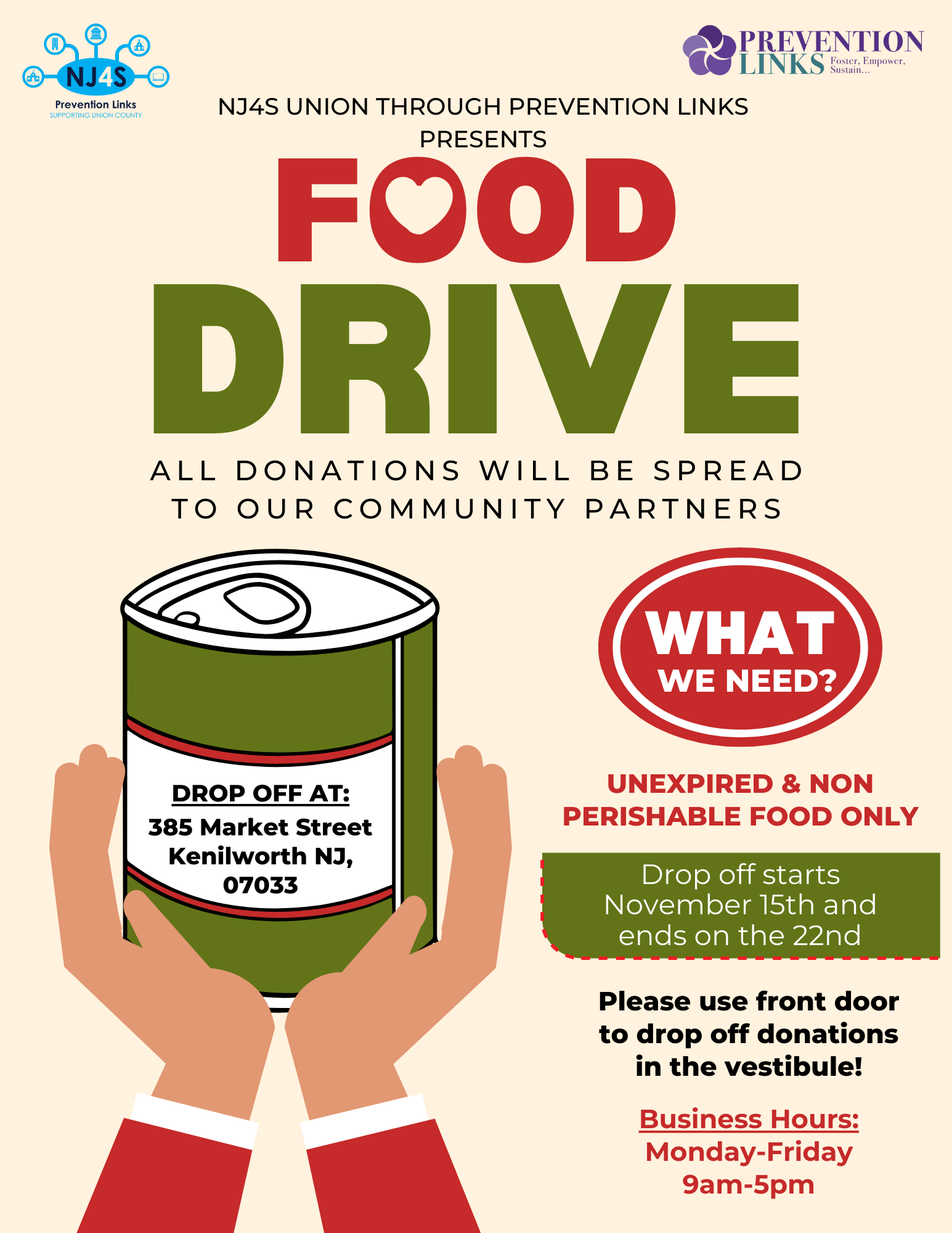 food donation drive flyer